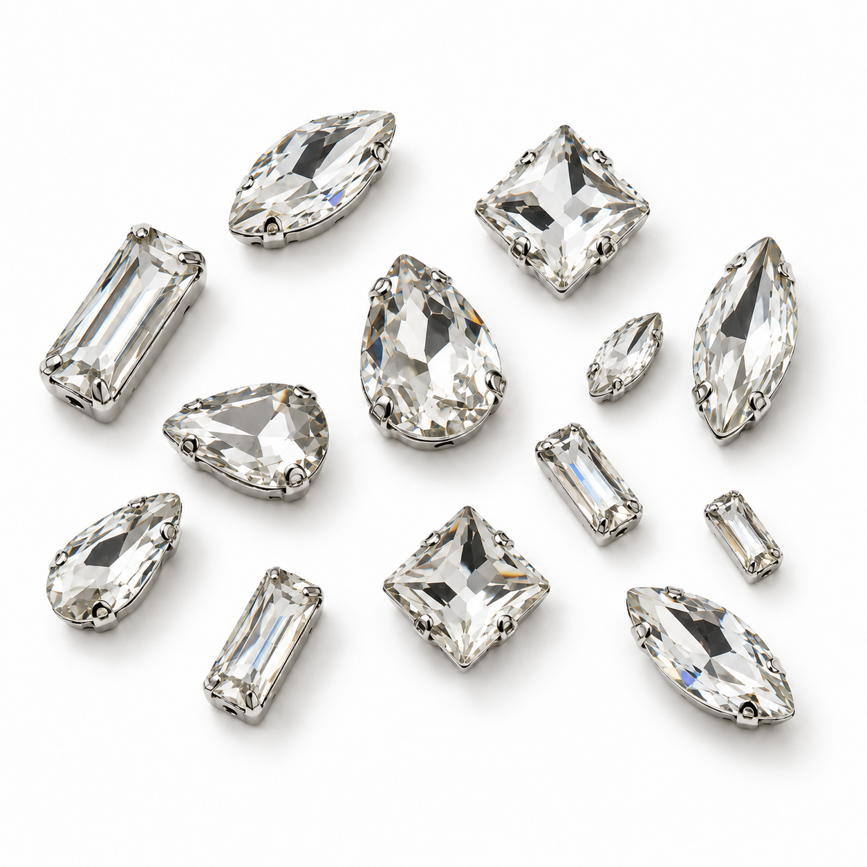 Kasalı Kristal (Cam) Modelleri — Silver kasalı kristal cam taşlar